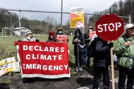 Protesters Gather Outside a Coal Plant in Grant Town, WV in April, 2022.