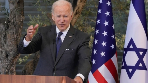 President Joe Biden gives remarks following a meeting with the Israeli President