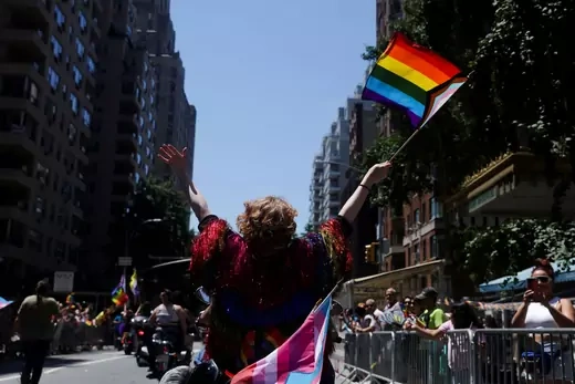 People take part in the 2022 NYC Pride parade on June 26, 2022.