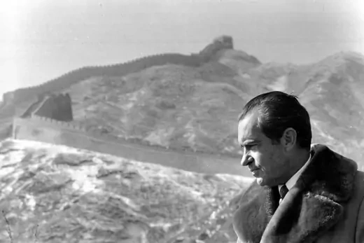 Portrait of Richard Nixon with the Great Wall in the background.