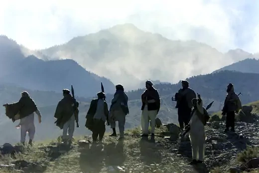 Mujahadeen fighters in the mountains of Tora Bora.