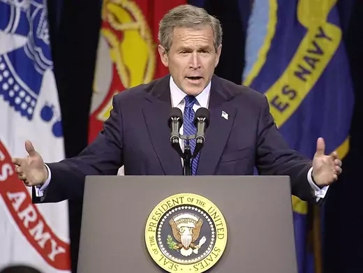 President Bush speaks at the Virginia Military Institute.