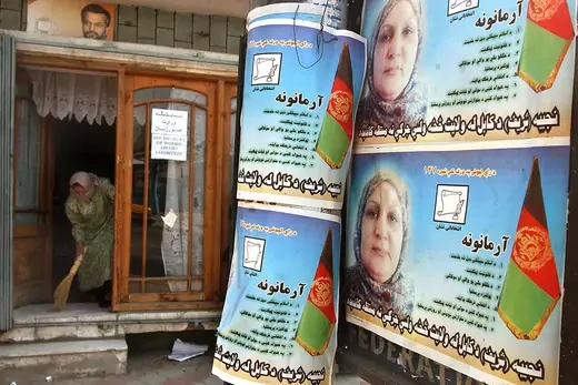 Election posters seen in street of independent candidate Sharifa Najib.