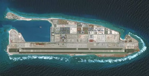 The Fiery Cross Reef is photographed in August 2018.