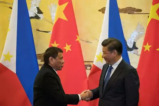 Philippine President Rodrigo Duterte and Chinese President Xi Jinping in Beijing.