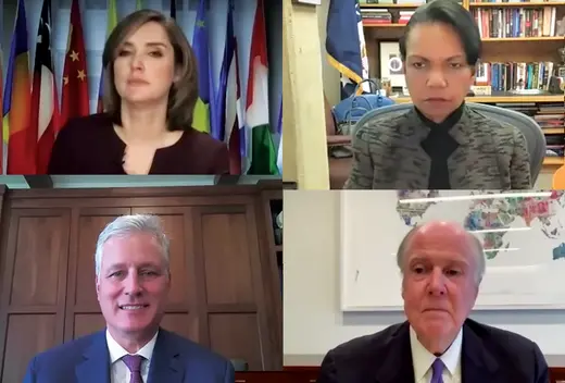 Moderator Margaret Brennan and Former National Security Advisors Condoleezza Rice, Thomas E. Donilon, and Robert C. O’Brien discuss U.S. policy toward Eastern Europe, NATO expansion, and arms control.