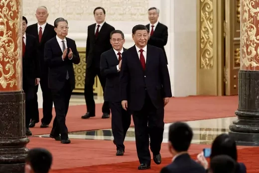 New Politburo Standing Committee members in Beijing.