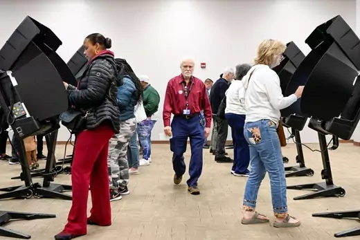 Residents cast their ballots for the 2022 midterm election at the Franklin County Board of Elections during early voting hours, in Columbus, Ohio, U.S., November 1, 2022.