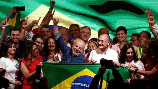 Luiz Inácio Lula da Silva on the night of the runoff election in São Paulo, Brazil.