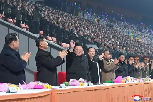 North Korean leader Kim Jong-un attends an event during the New Year celebrations at People's Palace of Culture in Pyongyang, North Korea.