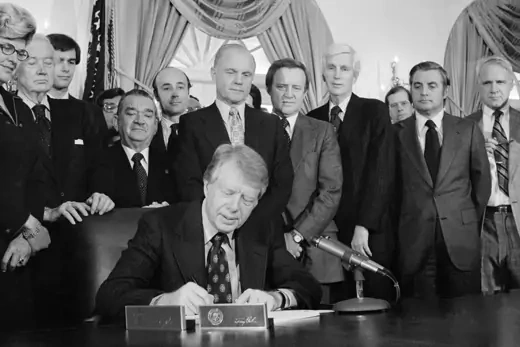 President Jimmy Carter signs the Nuclear-Non proliferation Act.
