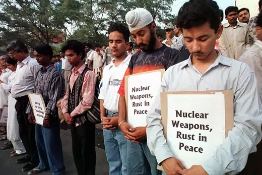 Activists stage a protest on the first anniversary of the nuclear tests in New Delhi. 