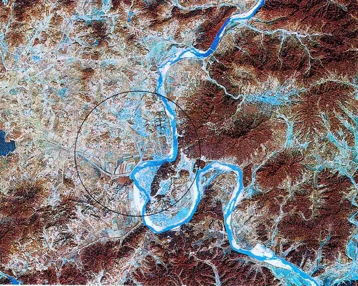 Satellite imagery from February 2002 depicts North Korea’s nuclear facilities.