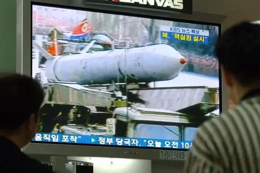 South Korean television broadcasts North Korea’s first nuclear test.