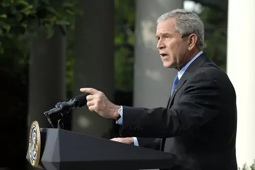 U.S. President George W. Bush gives a statement on North Korea in June 2008. 