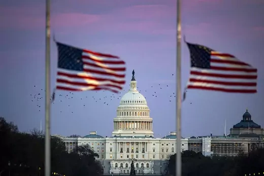 Flags flying at half-staff near the U.S. Capitol in Washington, D.C.