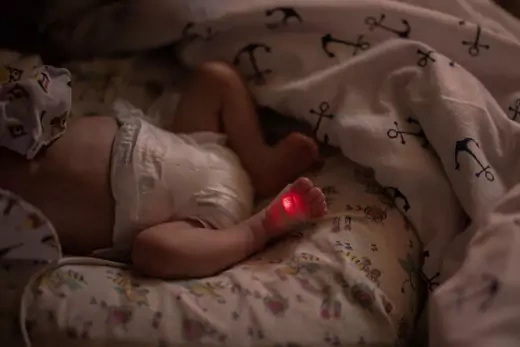 Baby Illiusha rests inside Pokrovsk maternity hospital, Donetsk region, eastern Ukraine, June 28, 2022. Illiusha was born early, delivered at only 28 weeks. But thanks to an incubator and the care he received at the clinic, he is now doing well. 