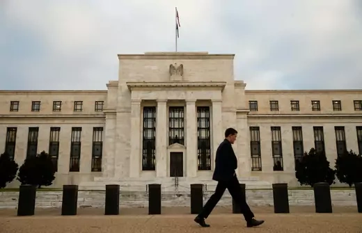 A stillshot of the Federal Reserve building in Washington, D.C.