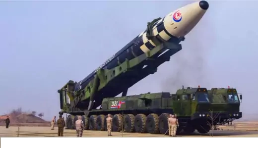 Hwasongpho intercontinental ballistic missile of the Democratic People's Republic of Korea (DPRK) on March 24, 2022