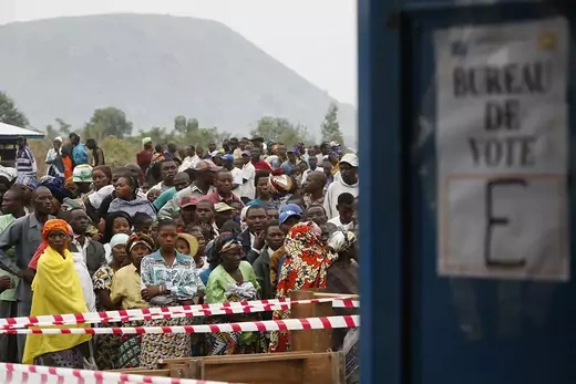 Congolese voters queue at a polling station near the eastern city of Goma.