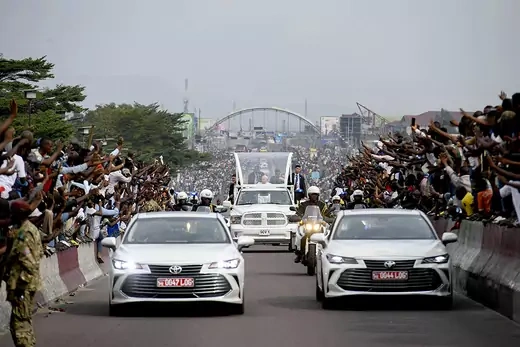 Pope Francis arrives in Kinshasa on January 31, 2023.