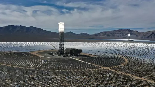 solar tower glows in california desert