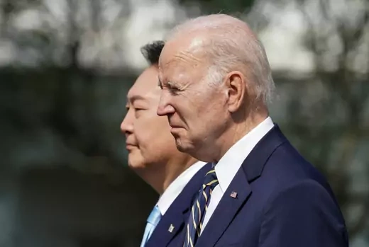U.S. President Joe Biden hosts South Korea's President Yoon Suk-yeol at the White House.