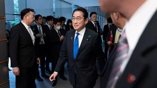 Japan’s Prime Minister Fumio Kishida arrives for a meeting with U.S. Secretary of State Antony Blinken in Tokyo.