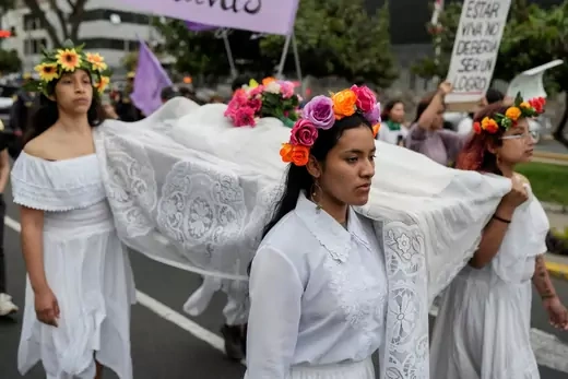 Protest to mark the International Day for the Elimination of Violence Against Women, in Lima