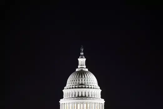 The capitol building as viewed pre-dawn.