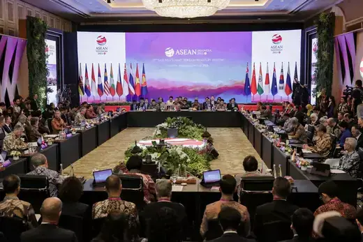 A general view of the ASEAN East Asia Summit Foreign Ministers' Meeting in Jakarta, Indonesia.