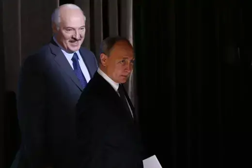 Presidents Aleksandr Lukashenko and Vladimir Putin.