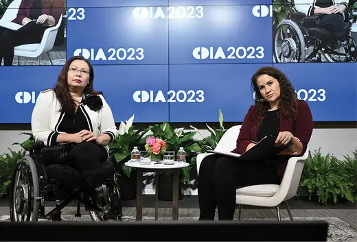 Senator Tammy Duckworth interviewed on stage 