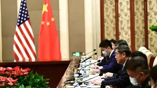 China's Vice Premier He Lifeng speaks during his meeting with US Treasury Secretary Janet Yellen in Biejing.