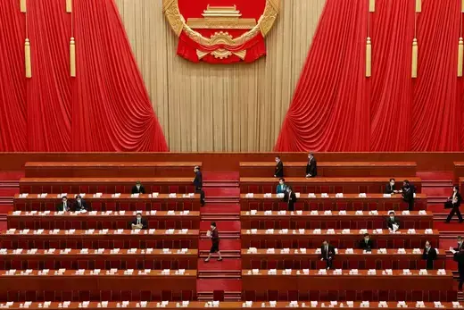 Delegates arrive before the opening session of the National People's Congress (NPC) at the Great Hall of the People in Beijing, China.