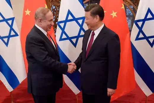 Chinese President Xi Jinping and Israeli Prime Minister Benjamin Netanyahu shake hands ahead of their talks at Diaoyutai State Guesthouse in Beijing, China March 21, 2017.