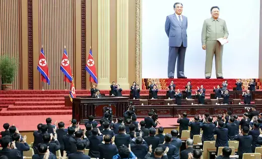 North Korean leader Kim Jong Un attends the 10th Session of the 14th Supreme People's Assembly of the Democratic People's Republic of Korea, at the Mansudae Assembly Hall, in Pyongyang, North Korea on January 15, 2024