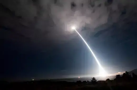 An unarmed Minuteman III intercontinental ballistic missile launches during an operational test at Vandenberg Air Force Base on August 2, 2017.