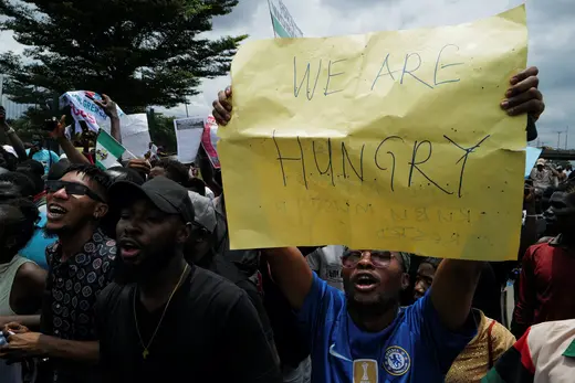 People join a third day of anti-government demonstrations against bad governance and economic hardship in Lagos, Nigeria on August 3, 2024.