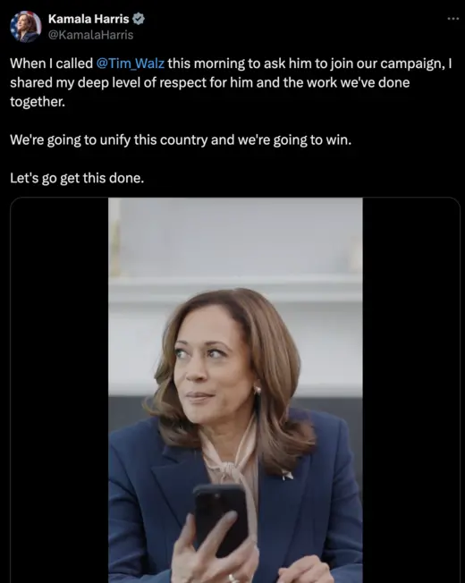 Harris X Post Asking Waltz