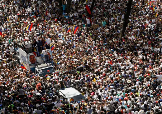 Venezuelan opposition leader Maria Corina Machado addresses supporters during a march amid the disputed presidential election, in Caracas, Venezuela on August 3, 2024.