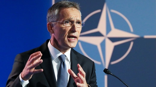 NATO Secretary General Jens Stoltenberg gestures as he gives a news conference ahead of a NATO summit in Brussels, Belgium.