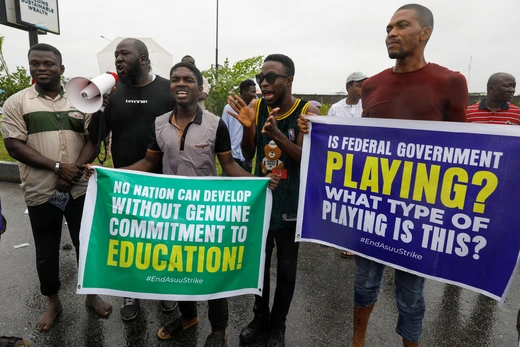 National Association of Nigerian Students (NANS) members staged a protest against prolonged strike action of the Academic Staff Union of Universities in Lagos, Nigeria on September 19, 2022.