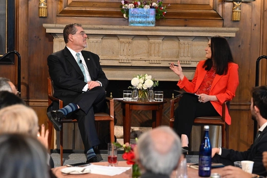 Guatemala President Bernardo Arévalo in conversation with Michelle Caruso-Cabrera at the Council on Foreign Relations on September 23, 2024