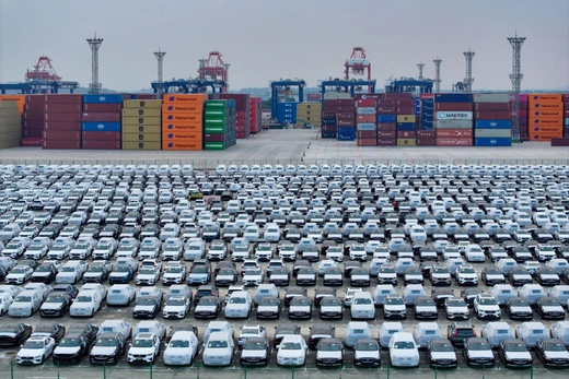 Cars awaiting export at the Port of Nanjing in Nanjing, China, on August 6, 2024. Costfoto/NurPhoto/Getty Images