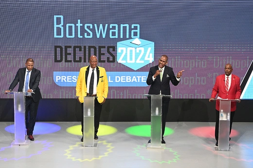 Candidates take part in the Presidential debate ahead of Botswana's general election, in Gaborone, Botswana on October 24, 2024. 