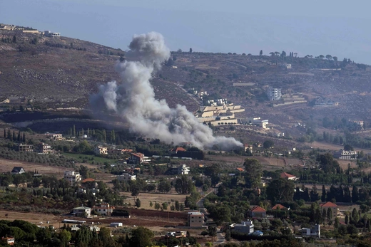 Smoke rises from the site of an Israeli airstrike on Khiam, Lebanon, on October 4, 2024. Carl Court/Getty Images