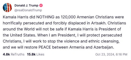 Trump on Armenian persecution 
