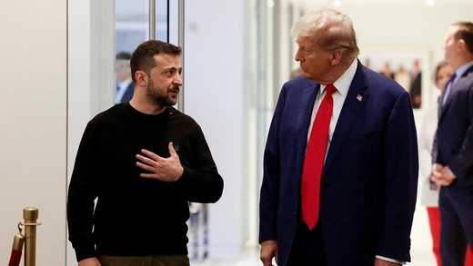 Former U.S. President Donald Trump and Ukrainian President Volodymyr Zelenskyy meet in New York City in September 2024.