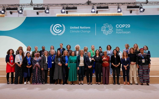 Women ministers, negotiators and delegates attend the Gender Day event at the COP29 United Nations climate change conference, in Baku, Azerbaijan November 21, 2024. 